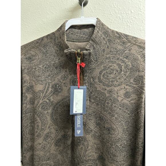 NWT Reversible Men’s Cremieux Quarter Zip Sweater Brown Black Design size XXXL - Picture 3 of 11